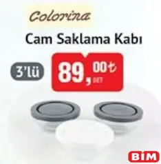 COLORİNA CAM SAKLAMA KABI 3'LÜ